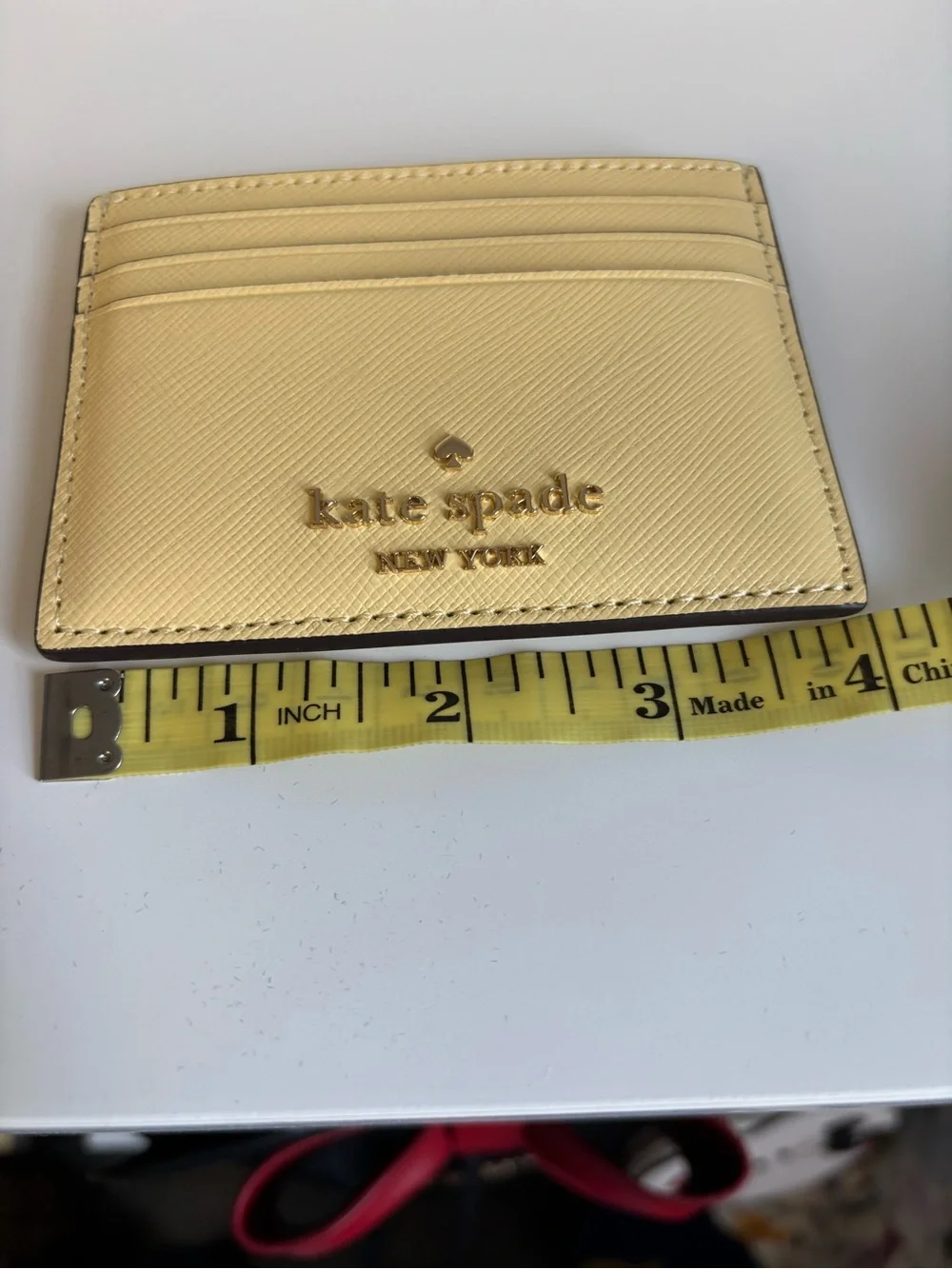 kate spade Pale Yellow Saffiano Card Wallet